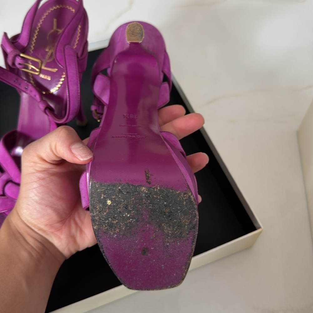Yves Saint Laurent Suede Tribute Platform Sandals Size 38 1/2 - Picture 7 of 10